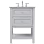 Elegant Lighting Metropolis 24" Free Standing Single Basin Vanity Set with Cabinet and Marble Vanity Top Grey