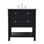 Elegant Lighting Metropolis 30" Free Standing Single Basin Vanity Set with Cabinet and Marble Vanity Top Black