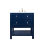 Elegant Lighting Metropolis 30" Free Standing Single Basin Vanity Set with Cabinet and Marble Vanity Top Blue