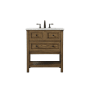 Elegant Lighting Metropolis 30" Free Standing Single Basin Vanity Set with Cabinet and Marble Vanity Top Driftwood