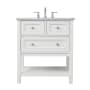 Elegant Lighting Metropolis 30" Free Standing Single Basin Vanity Set with Cabinet and Marble Vanity Top White