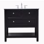 Elegant Lighting Metropolis 36" Free Standing Single Basin Vanity Set with Cabinet and Marble Vanity Top Black