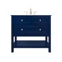 Elegant Lighting Metropolis 36" Free Standing Single Basin Vanity Set with Cabinet and Marble Vanity Top Blue