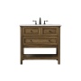 Elegant Lighting Metropolis 36" Free Standing Single Basin Vanity Set with Cabinet and Marble Vanity Top Driftwood