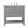 Elegant Lighting Metropolis 36" Free Standing Single Basin Vanity Set with Cabinet and Marble Vanity Top Grey