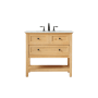 Elegant Lighting Metropolis 36" Free Standing Single Basin Vanity Set with Cabinet and Marble Vanity Top Natural Wood