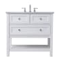 Elegant Lighting Metropolis 36" Free Standing Single Basin Vanity Set with Cabinet and Marble Vanity Top White