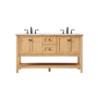 Elegant Lighting Metropolis 60" Free Standing Double Basin Vanity Set with Cabinet and Marble Vanity Top Natural Wood