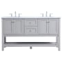 Elegant Lighting Metropolis 60" Free Standing Double Basin Vanity Set with Cabinet and Marble Vanity Top Grey