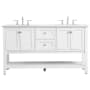 Elegant Lighting Metropolis 60" Free Standing Double Basin Vanity Set with Cabinet and Marble Vanity Top White