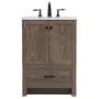 Elegant Lighting Soma 24" Free Standing Single Basin Vanity Set with Cabinet and Engineered Stone Vanity Top Weathered Oak