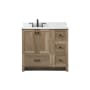 Elegant Lighting Soma 36" Free Standing Single Basin Vanity Set with Cabinet, Engineered Marble Vanity Top, and Backsplash Natural Oak