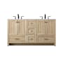 Elegant Lighting Soma 60" Free Standing Double Basin Vanity Set with Cabinet and Engineered Stone Vanity Top Mango Wood