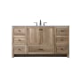 Elegant Lighting Soma 60" Free Standing Single Basin Vanity Set with Cabinet and Engineered Stone Vanity Top Natural Oak