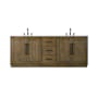 Elegant Lighting Chase 84" Free Standing Double Basin Vanity Set with Cabinet and Engineered Stone Vanity Top Hazel Oak