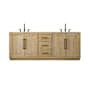 Elegant Lighting Chase 84" Free Standing Double Basin Vanity Set with Cabinet and Engineered Stone Vanity Top Linen Oak