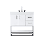 Elegant Lighting Caroline 32" Free Standing Single Basin Vanity Set with Cabinet and Engineered Stone Vanity Top White