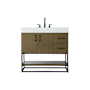 Elegant Lighting Caroline 36" Free Standing Single Basin Vanity Set with Cabinet and Engineered Stone Vanity Top Chestnut Brown