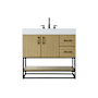 Elegant Lighting Caroline 36" Free Standing Single Basin Vanity Set with Cabinet and Engineered Stone Vanity Top Honey Brown