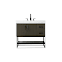 Elegant Lighting Caroline 36" Free Standing Single Basin Vanity Set with Cabinet and Engineered Stone Vanity Top Mocha Brown