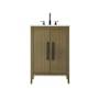 Elegant Lighting Millie 24" Free Standing Single Basin Vanity Set with Cabinet and Engineered Stone Vanity Top Chestnut Brown