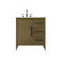 Elegant Lighting Millie 32" Free Standing Single Basin Vanity Set with Cabinet and Engineered Stone Vanity Top Chestnut Brown