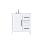 Elegant Lighting Millie 32" Free Standing Single Basin Vanity Set with Cabinet and Engineered Stone Vanity Top White