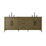 Elegant Lighting Millie 84" Free Standing Double Basin Vanity Set with Cabinet and Engineered Stone Vanity Top Chestnut Brown