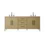 Elegant Lighting Millie 84" Free Standing Double Basin Vanity Set with Cabinet and Engineered Stone Vanity Top Honey Brown