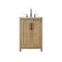 Elegant Lighting Alina 24" Free Standing Single Basin Vanity Set with Cabinet and Engineered Stone Vanity Top Linen Oak