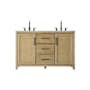 Elegant Lighting Alina 54" Free Standing Double Basin Vanity Set with Cabinet and Engineered Stone Vanity Top Linen Oak