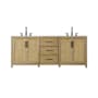 Elegant Lighting Alina 84" Free Standing Double Basin Vanity Set with Cabinet and Engineered Stone Vanity Top Linen Oak