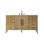 Elegant Lighting Blakely 60" Free Standing Single Basin Vanity Set with Cabinet and Engineered Stone Vanity Top Linen Oak