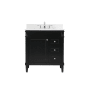 Elegant Lighting Bennett 32" Free Standing Single Basin Vanity Set with Cabinet, Engineered Marble Vanity Top, and Backsplash Black