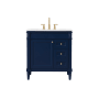 Elegant Lighting Bennett 32" Free Standing Single Basin Vanity Set with Cabinet and Engineered Marble Vanity Top Blue