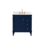 Elegant Lighting Bennett 32" Free Standing Single Basin Vanity Set with Cabinet, Engineered Marble Vanity Top, and Backsplash Blue