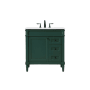 Elegant Lighting Bennett 32" Free Standing Single Basin Vanity Set with Cabinet and Engineered Marble Vanity Top Green