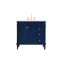 Elegant Lighting Bennett 36" Free Standing Single Basin Vanity Set with Cabinet and Engineered Marble Vanity Top Blue