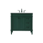 Elegant Lighting Bennett 36" Free Standing Single Basin Vanity Set with Cabinet and Engineered Marble Vanity Top Green