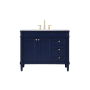 Elegant Lighting Bennett 42" Free Standing Single Basin Vanity Set with Cabinet and Engineered Marble Vanity Top Blue