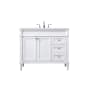 Elegant Lighting Bennett 42" Free Standing Single Basin Vanity Set with Cabinet and Engineered Marble Vanity Top White