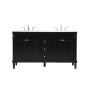 Elegant Lighting Bennett 60" Free Standing Double Basin Vanity Set with Cabinet and Engineered Marble Vanity Top Black