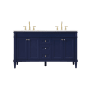 Elegant Lighting Bennett 60" Free Standing Double Basin Vanity Set with Cabinet and Engineered Marble Vanity Top Blue