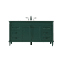 Elegant Lighting Bennett 60" Free Standing Double Basin Vanity Set with Cabinet and Engineered Marble Vanity Top Green