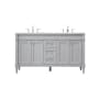 Elegant Lighting Bennett 60" Free Standing Double Basin Vanity Set with Cabinet and Engineered Marble Vanity Top Grey