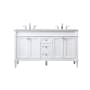 Elegant Lighting Bennett 60" Free Standing Double Basin Vanity Set with Cabinet and Engineered Marble Vanity Top White