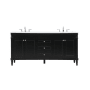 Elegant Lighting Bennett 72" Free Standing Double Basin Vanity Set with Cabinet and Engineered Marble Vanity Top Black