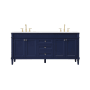 Elegant Lighting Bennett 72" Free Standing Double Basin Vanity Set with Cabinet and Engineered Marble Vanity Top Blue