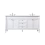 Elegant Lighting Bennett 72" Free Standing Double Basin Vanity Set with Cabinet and Engineered Marble Vanity Top White