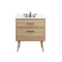 Elegant Lighting Boise 30" Free Standing Single Basin Vanity Set with Cabinet, Engineered Marble Vanity Top, and Backsplash Mango Wood